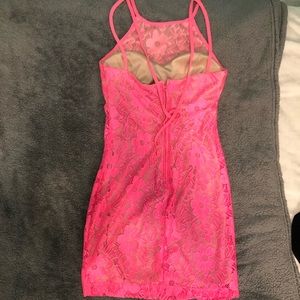 hot pink lace dress